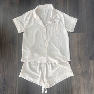 Flora Nikrooz Pearl Notch Collar Short Pajama Set - Ivory Size S